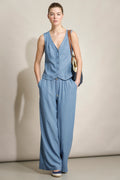 PANTALONES CHAMBRAY CON ELÁSTICO EN LA CINTURA