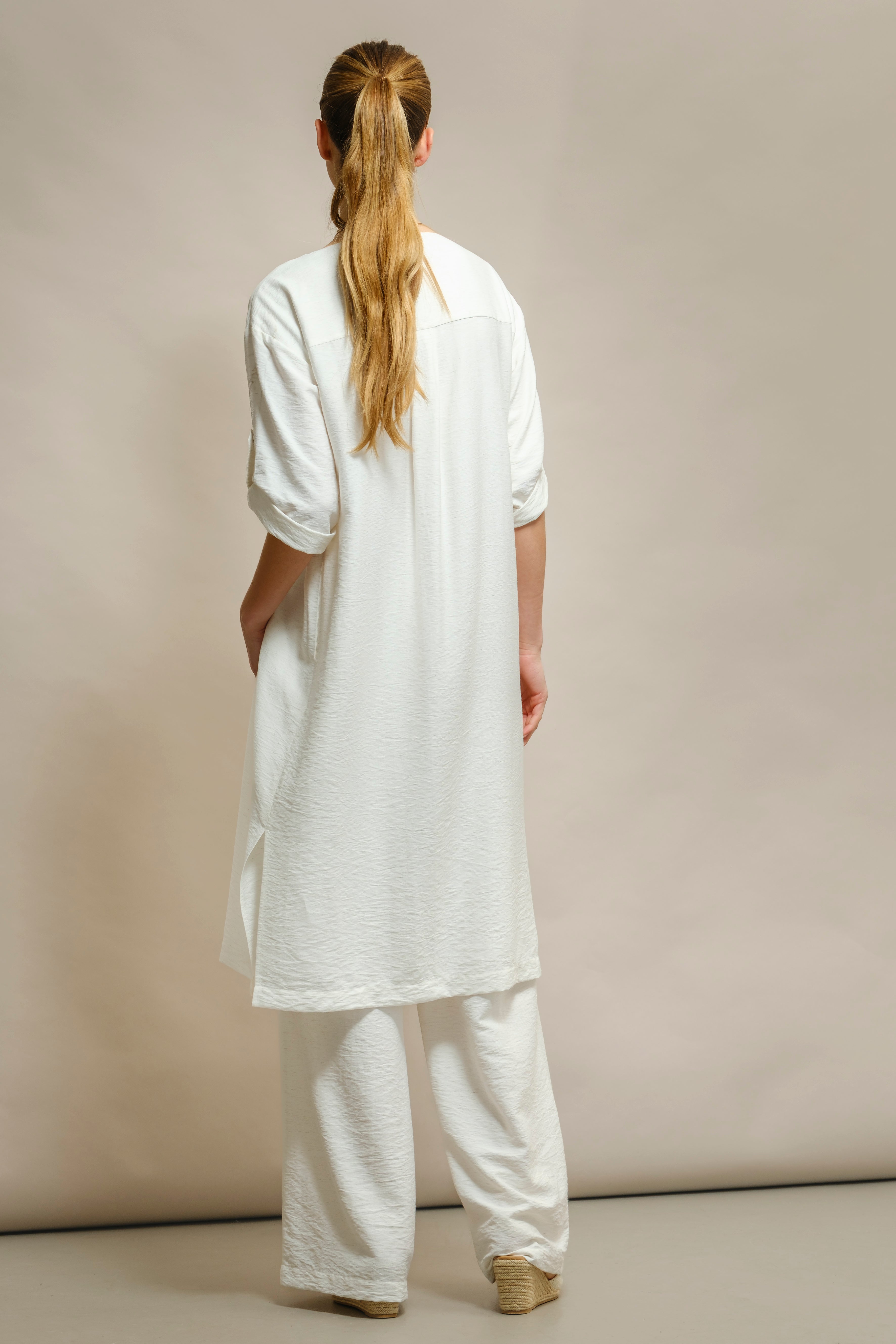VESTIDO CAMISEIRO COM MISTURA LINHO