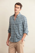 CAMISA DE ALGODÓN Y LINO A CUADROS