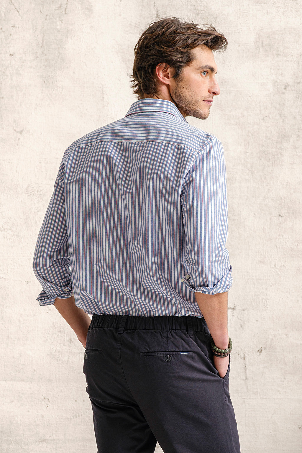 CAMISA ÀS RISCAS ALGODÃO E LINHO