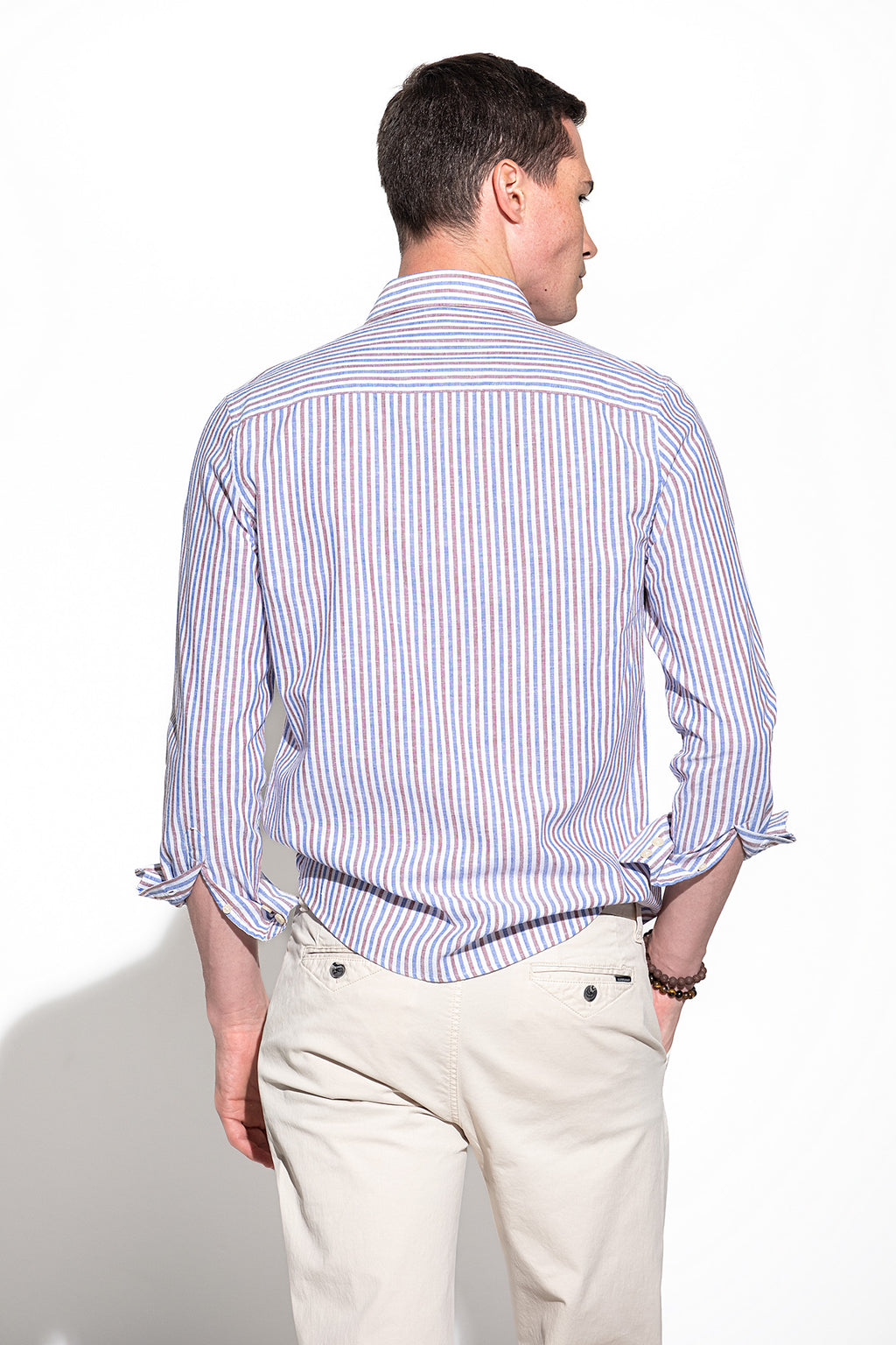 CAMISA DE RAYAS DE ALGODÓN Y LINO