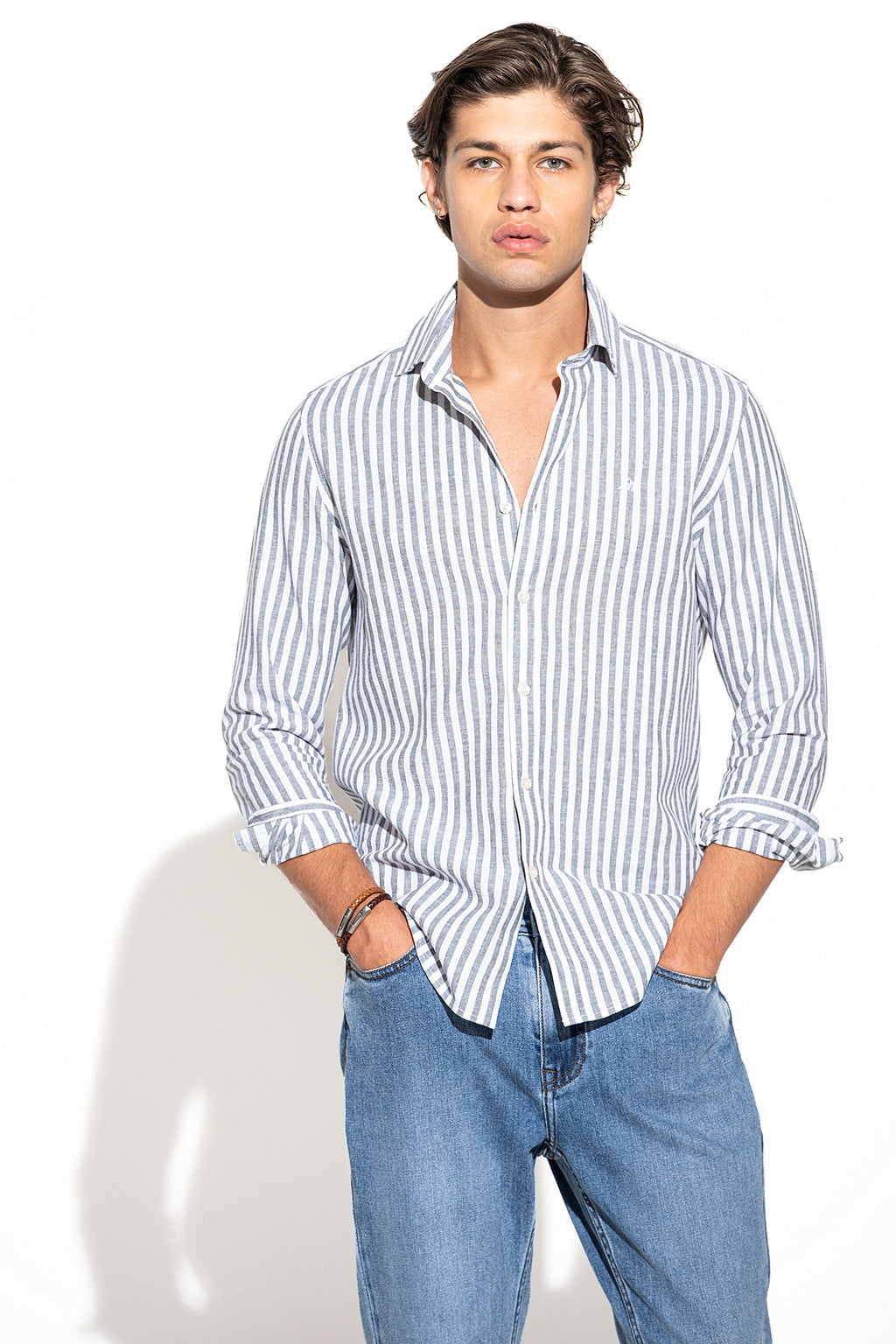 CAMISA DE RAYAS ALGODÓN Y LINO