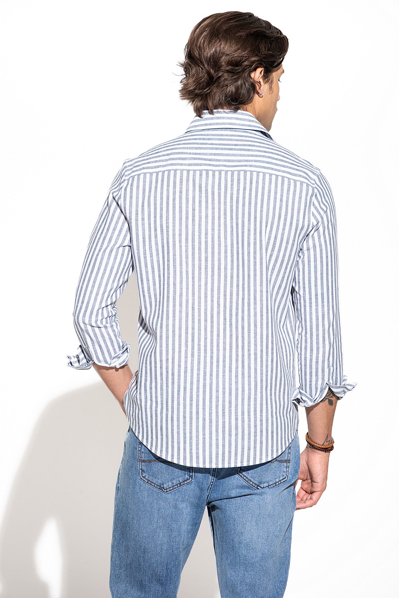 CAMISA DE RAYAS ALGODÓN Y LINO