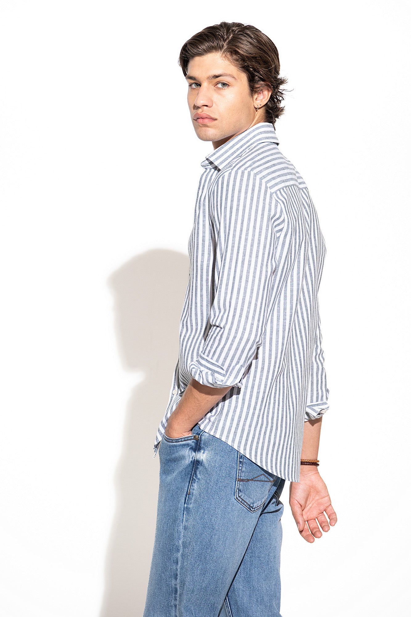 CAMISA DE RAYAS ALGODÓN Y LINO