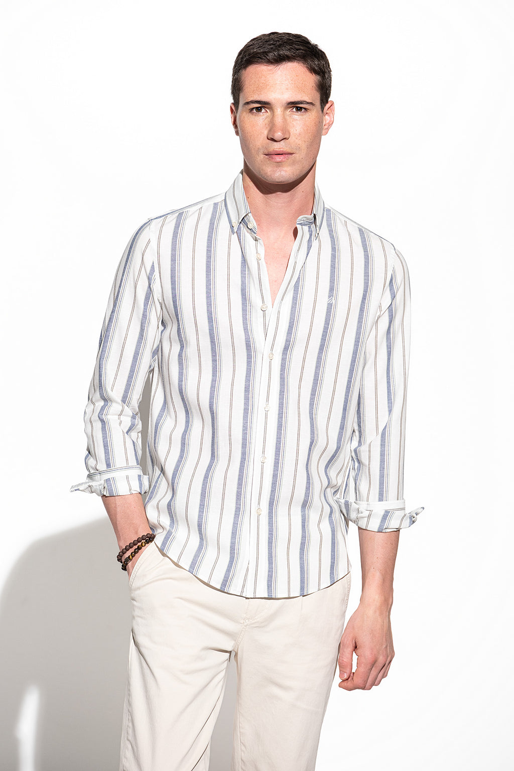 CAMISA MULTI-RISCAS ALGODÃO/LINHO