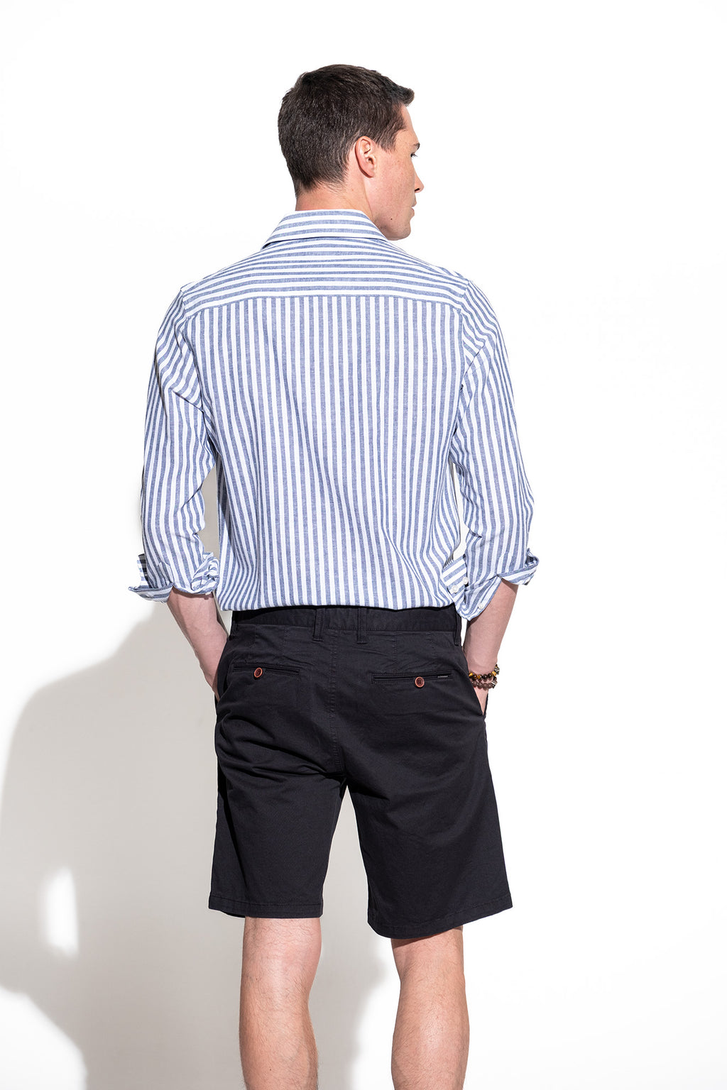 CAMISA ÀS RISCAS ALGODÃO E LINHO