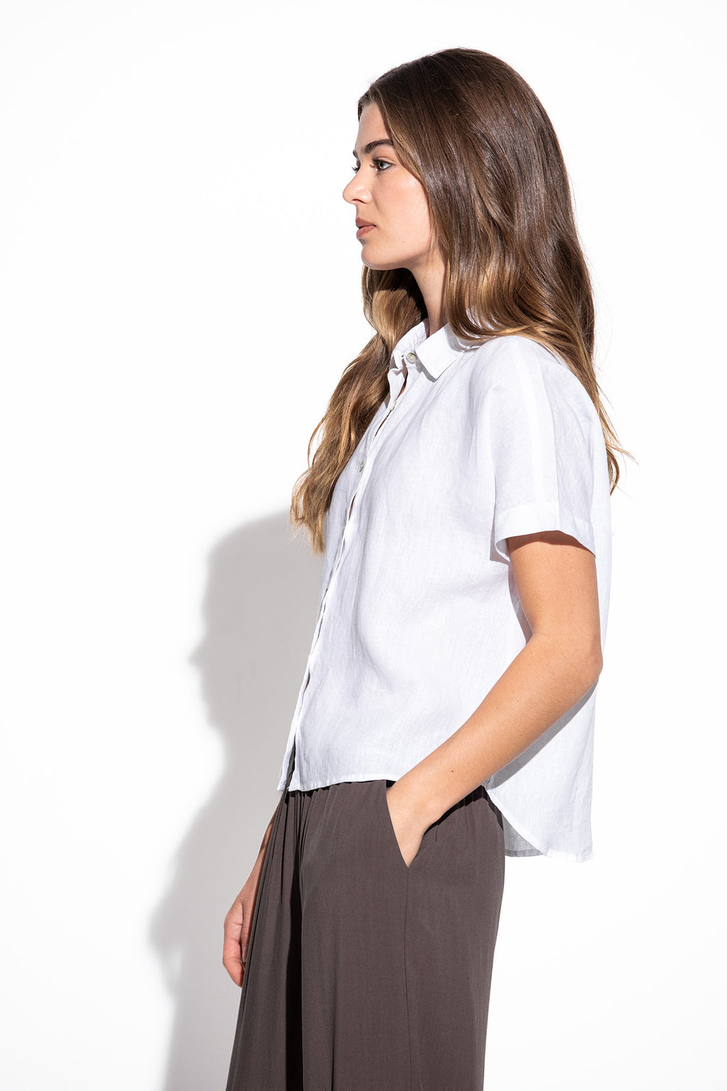 CAMISA SRA 100% LINO MANGA CORTA