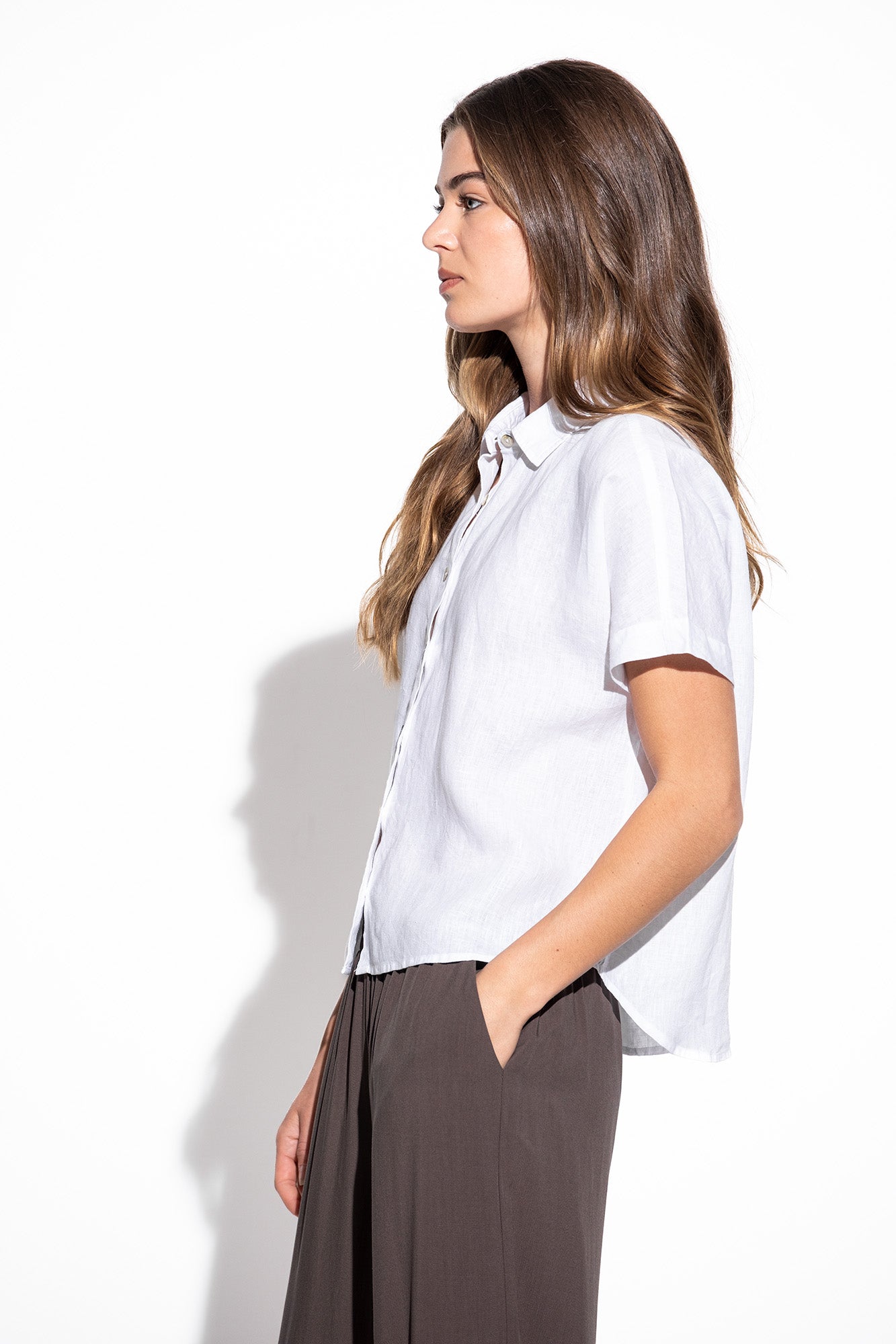 CAMISA SRA 100% LINO MANGA CORTA