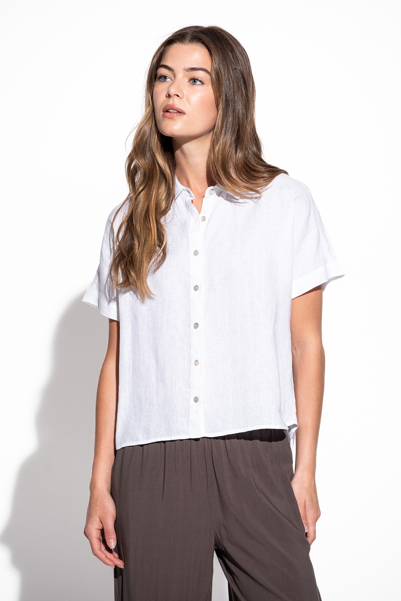CAMISA 100% LINHO MANGA CURTA