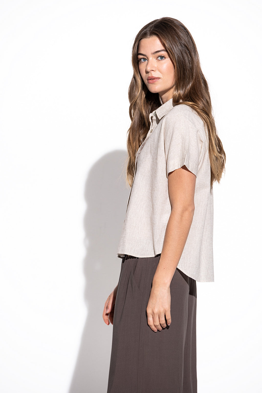 CAMISA SRA. 100% LINO MANGA CORTA