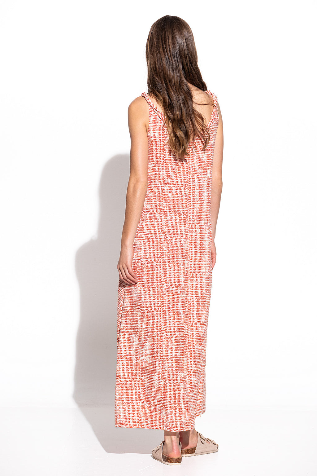 VESTIDO ESTAMPADO COM ALÇAS TORCIDAS