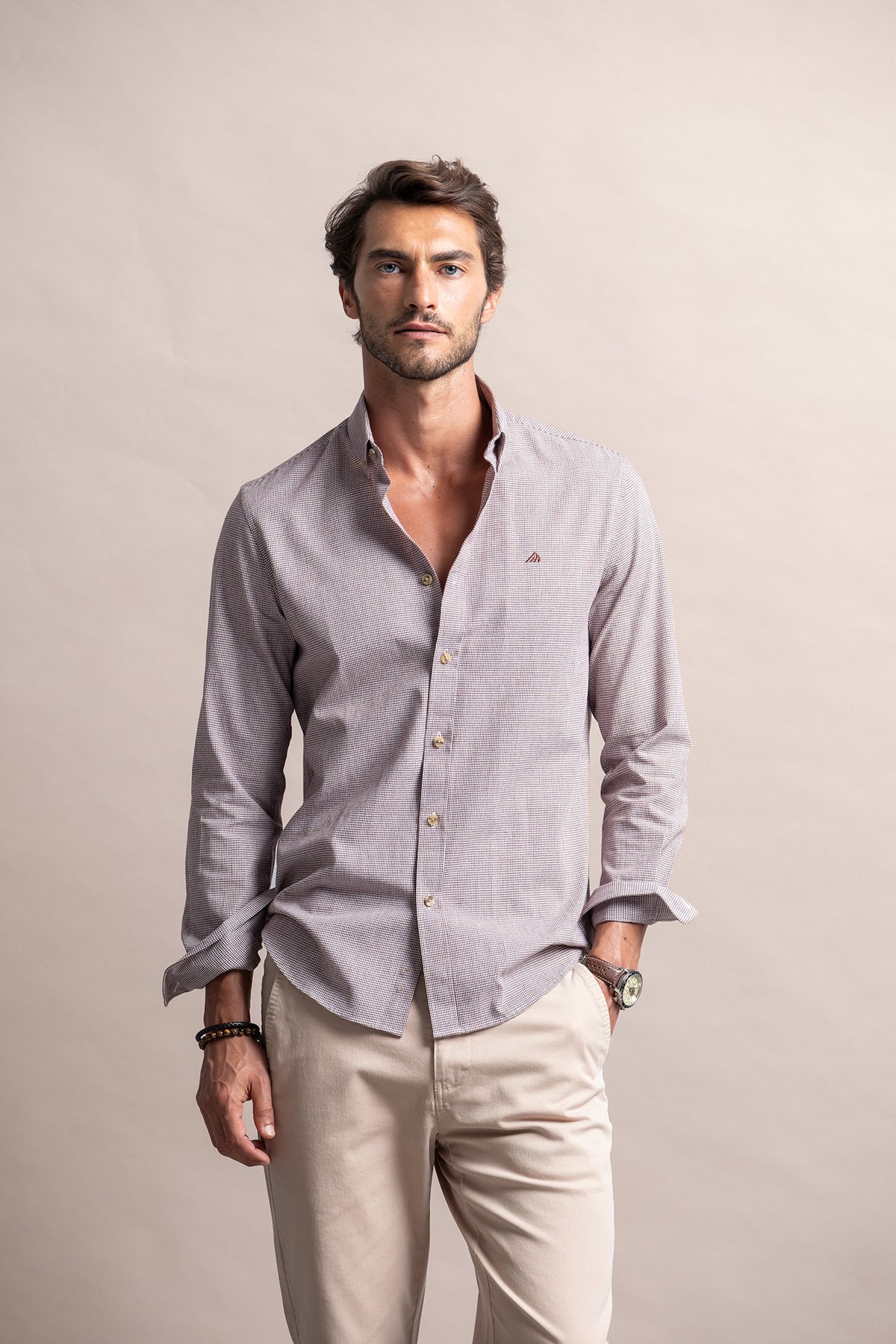 CAMISA SLIM FIT PIED-DE-POULE