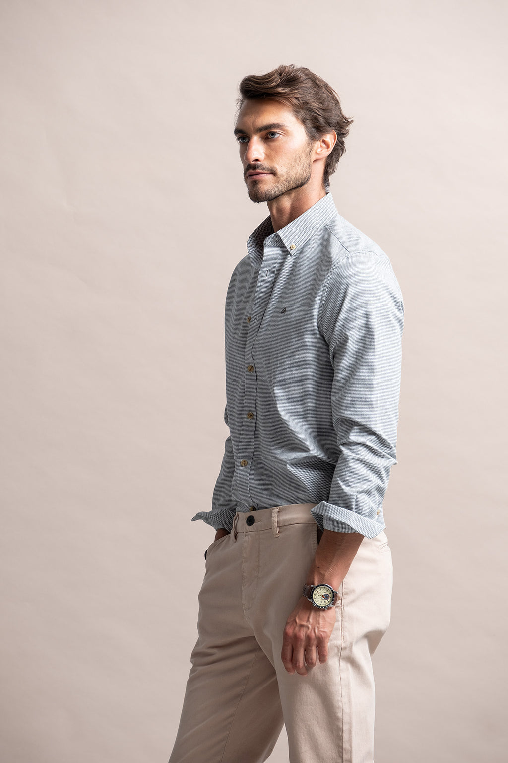 CAMISA SLIM FIT PIED-DE-POULE