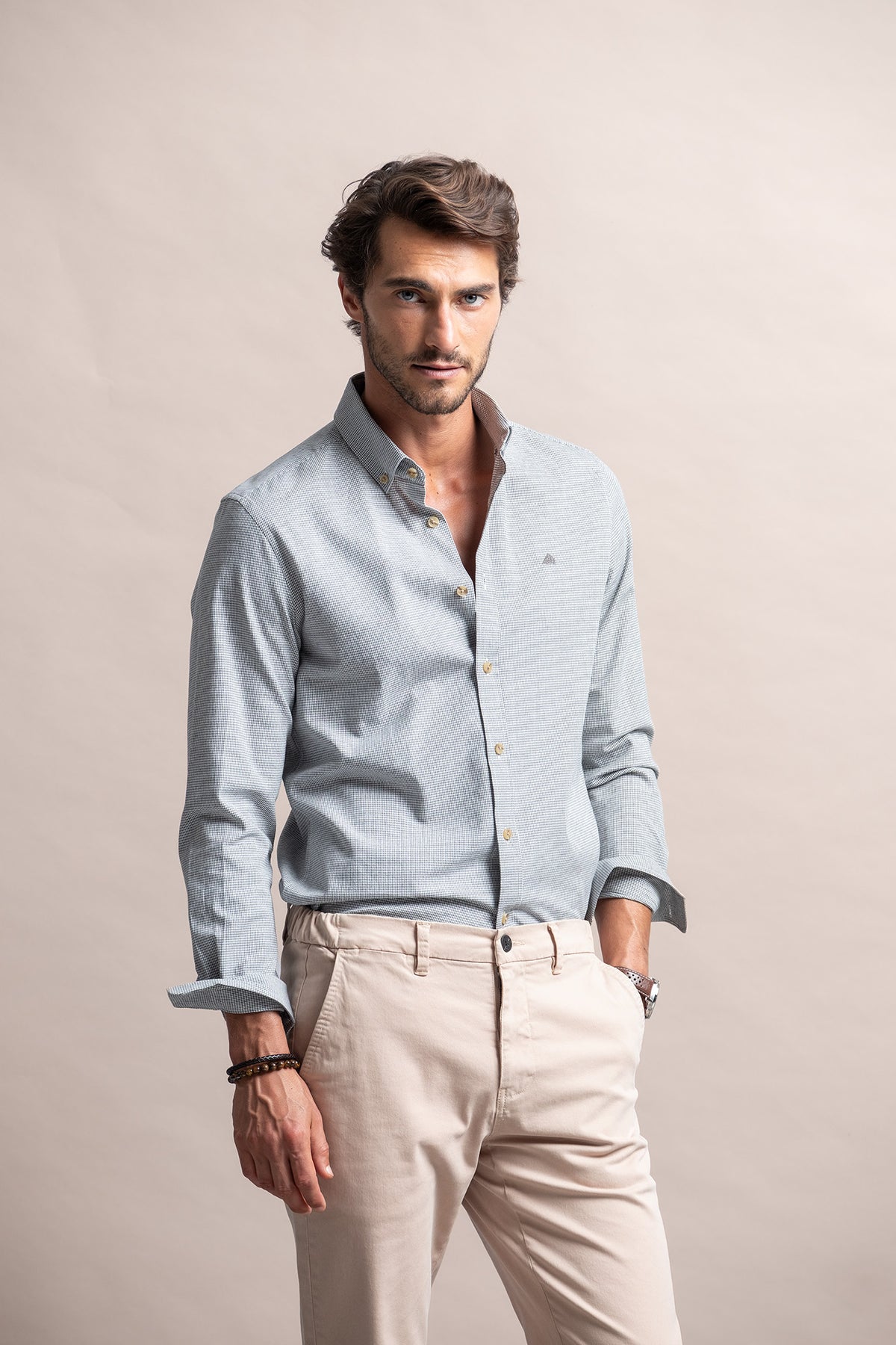 CAMISA SLIM FIT PIED-DE-POULE