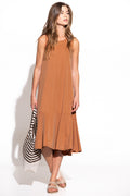VESTIDO MIDI CON VOLANTE