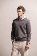 CAMISOLA DE MALHA COM SEDA DECOTE EM V