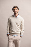 CAMISOLA DE MALHA COM SEDA DECOTE EM V