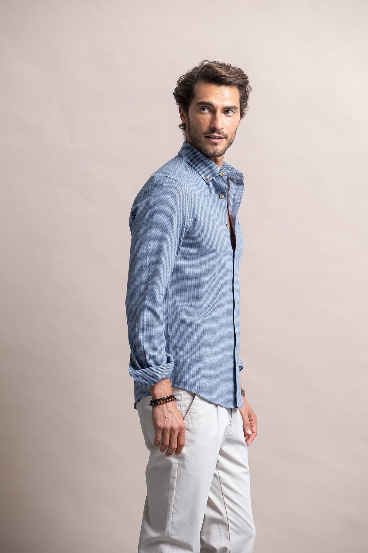 CAMISA SLIM FIT PIED-DE-POULE