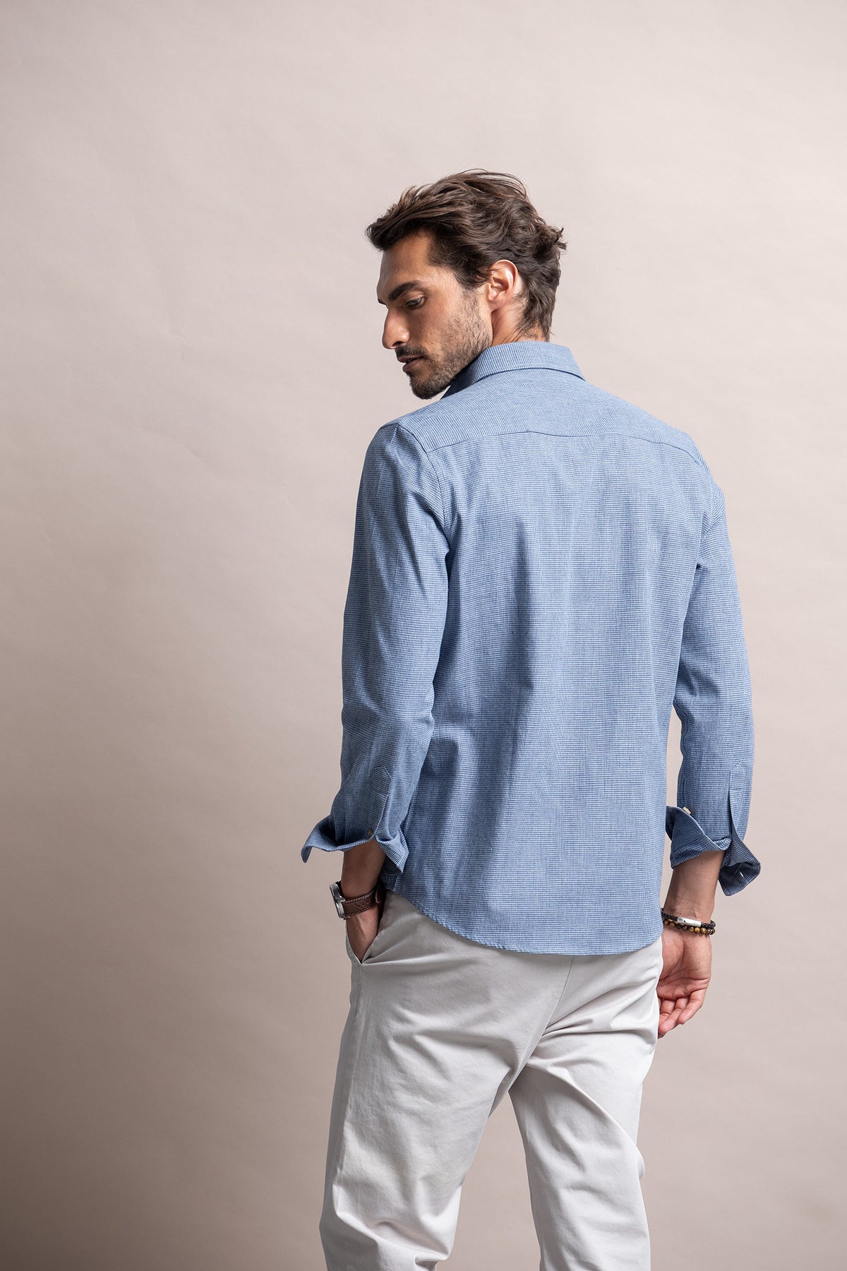 CAMISA SLIM FIT PIED-DE-POULE