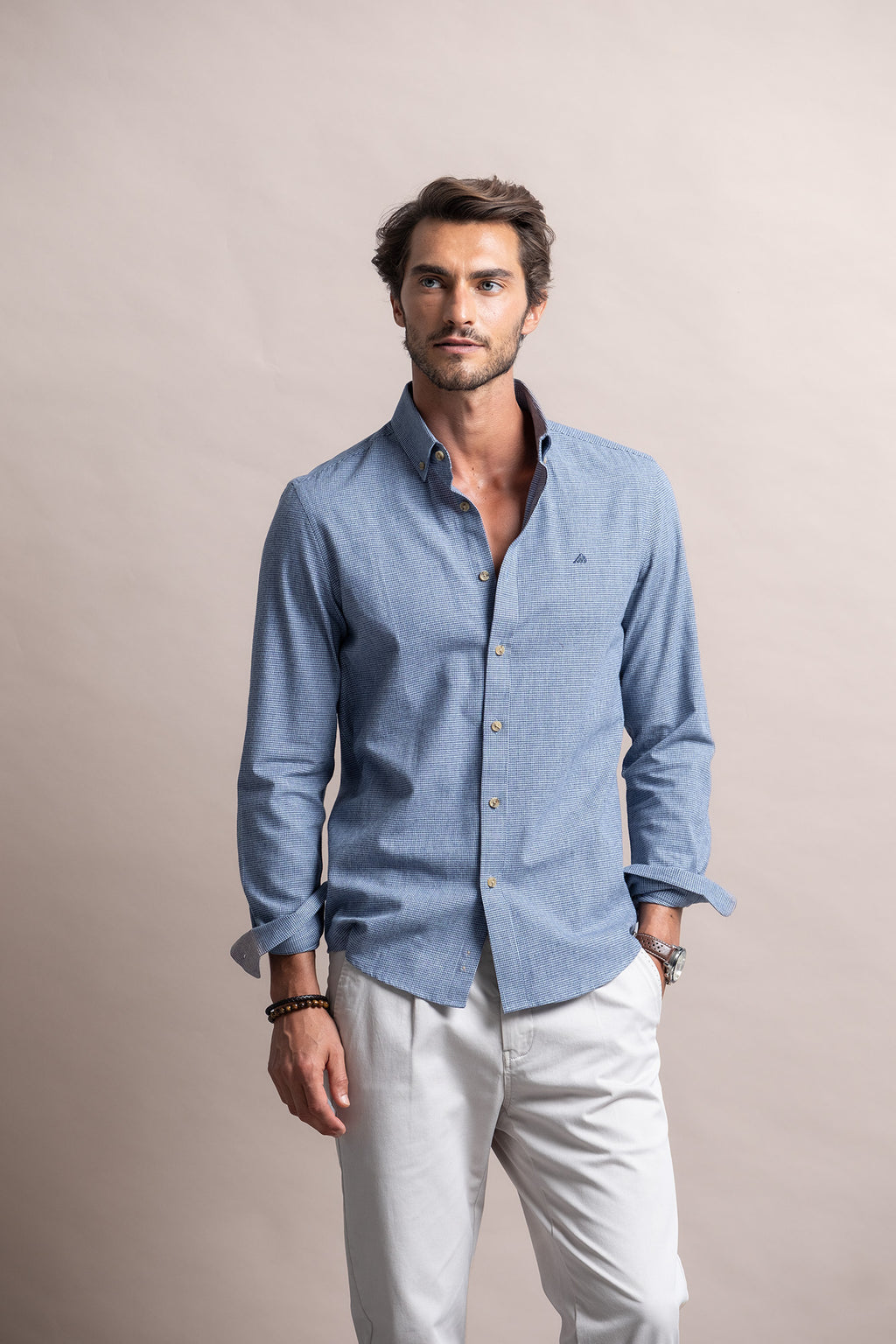CAMISA SLIM FIT PIED-DE-POULE