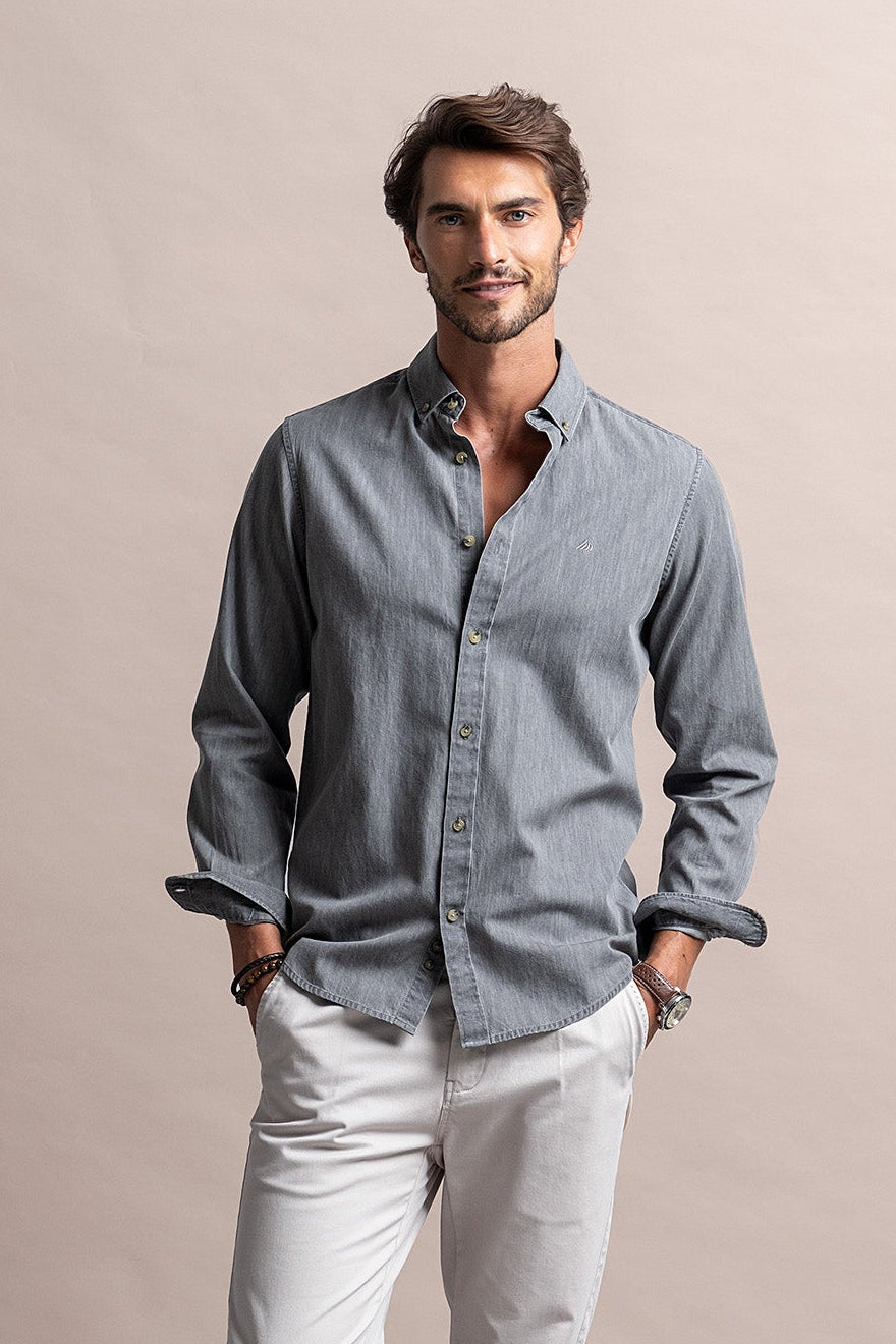 CAMISA EM GANGA LEVE SLIM FIT