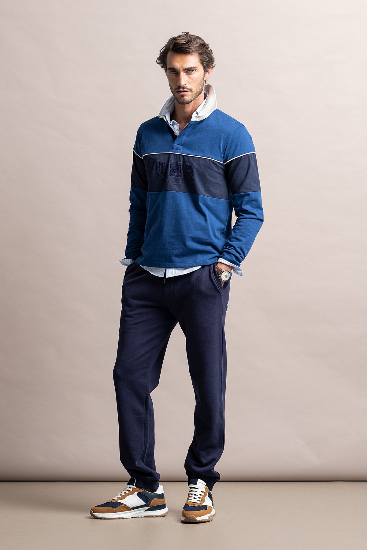 POLO DE MANGA COMPRIDA COLOR BLOCK