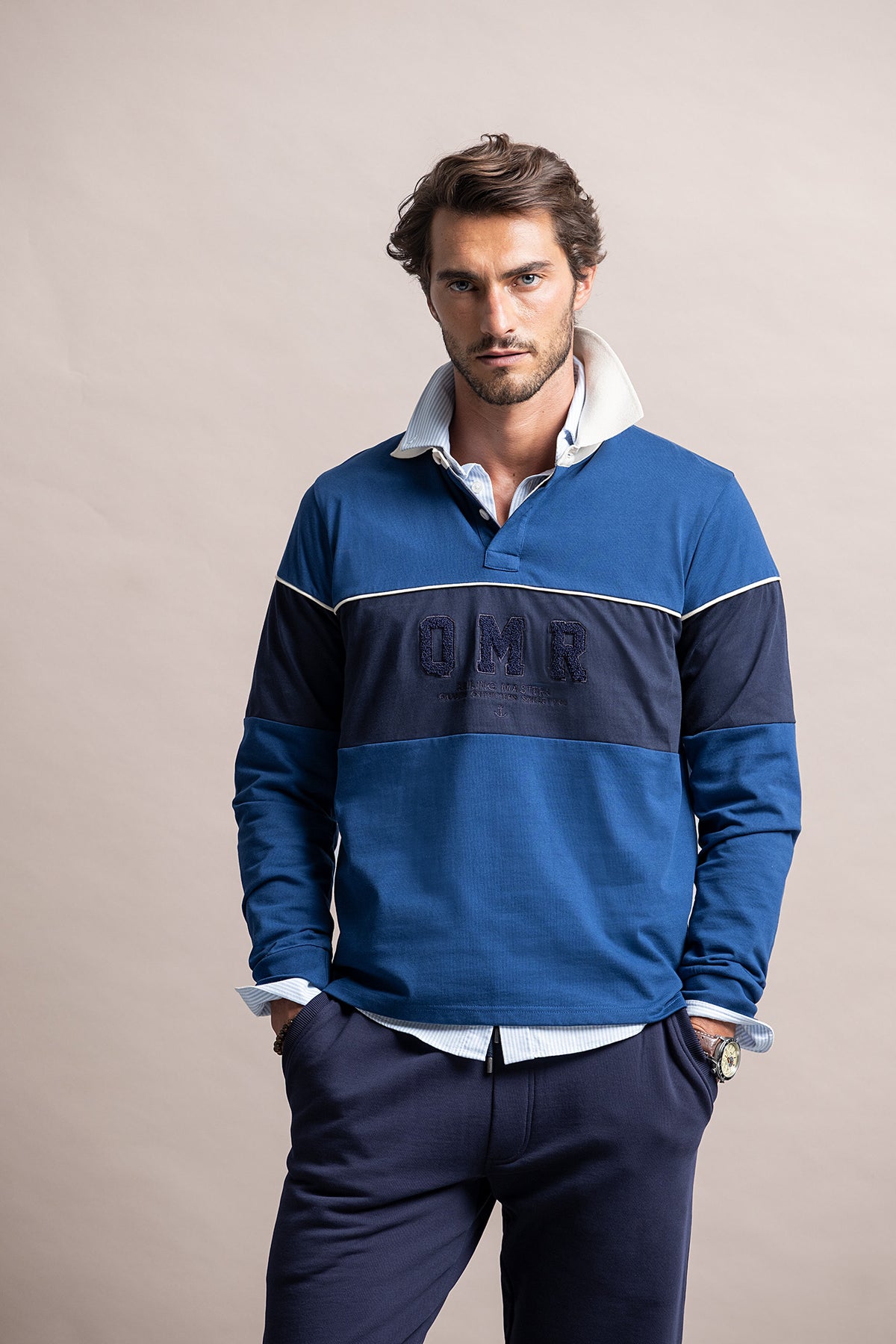 POLO DE MANGA COMPRIDA COLOR BLOCK