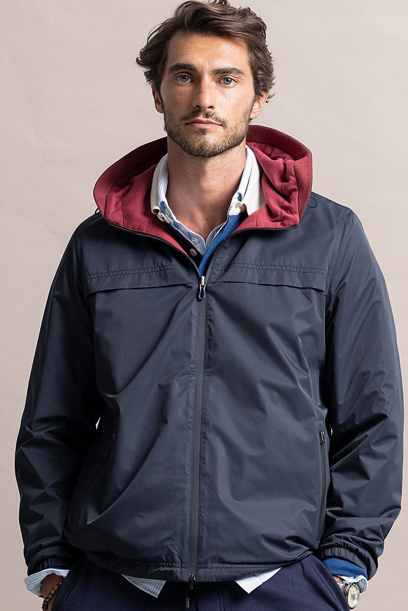 MEN'S WINDCHEATER JACKET WITH HOOD - DARK NAVY
