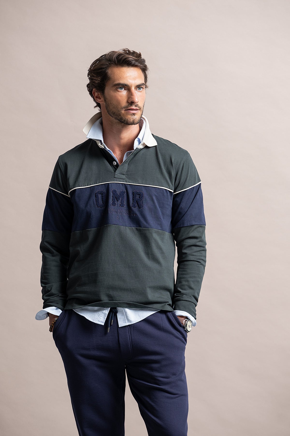 POLO DE MANGA COMPRIDA COLOR BLOCK