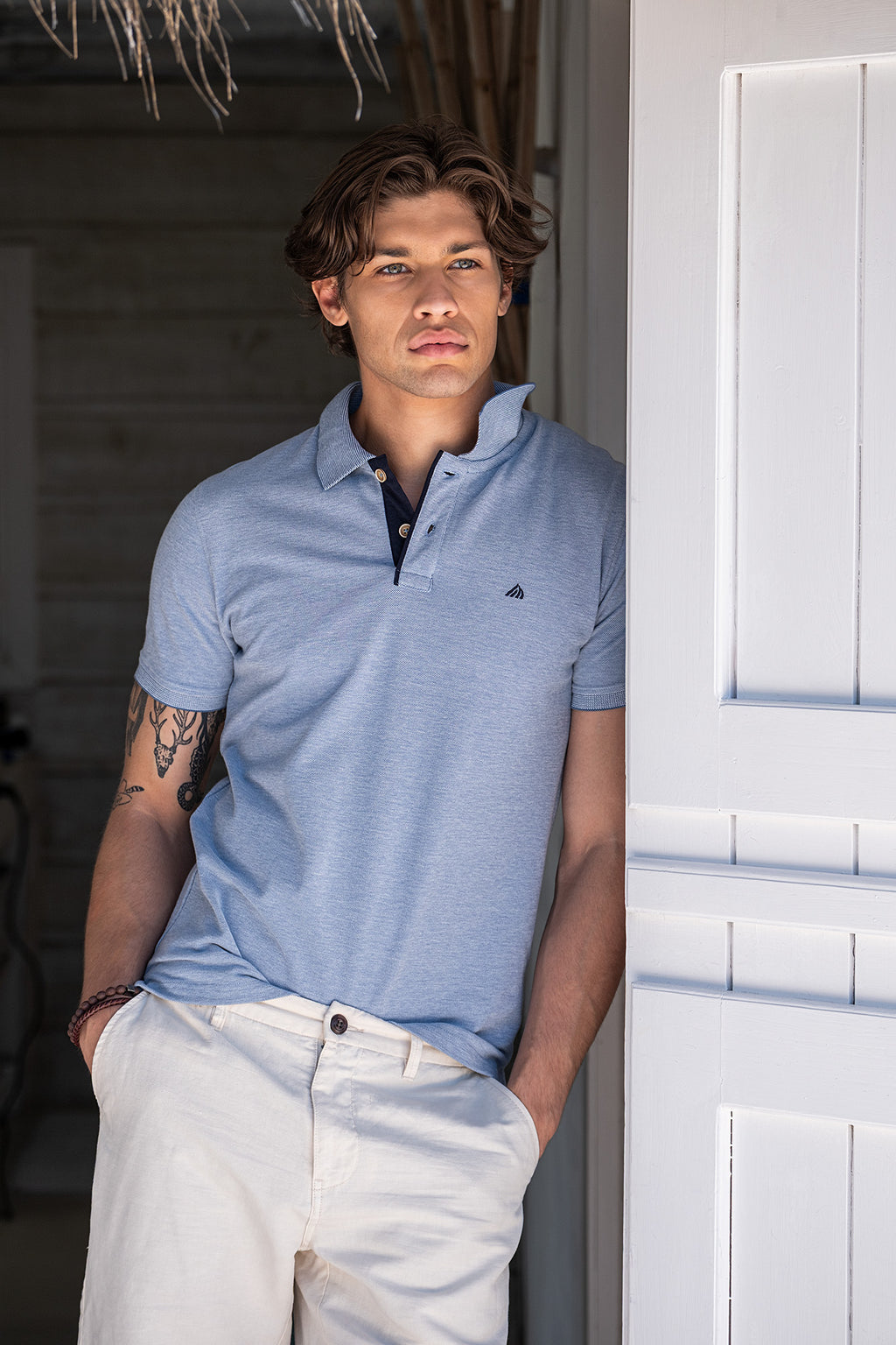 POLO COM EFEITO OXFORD MELANGE
