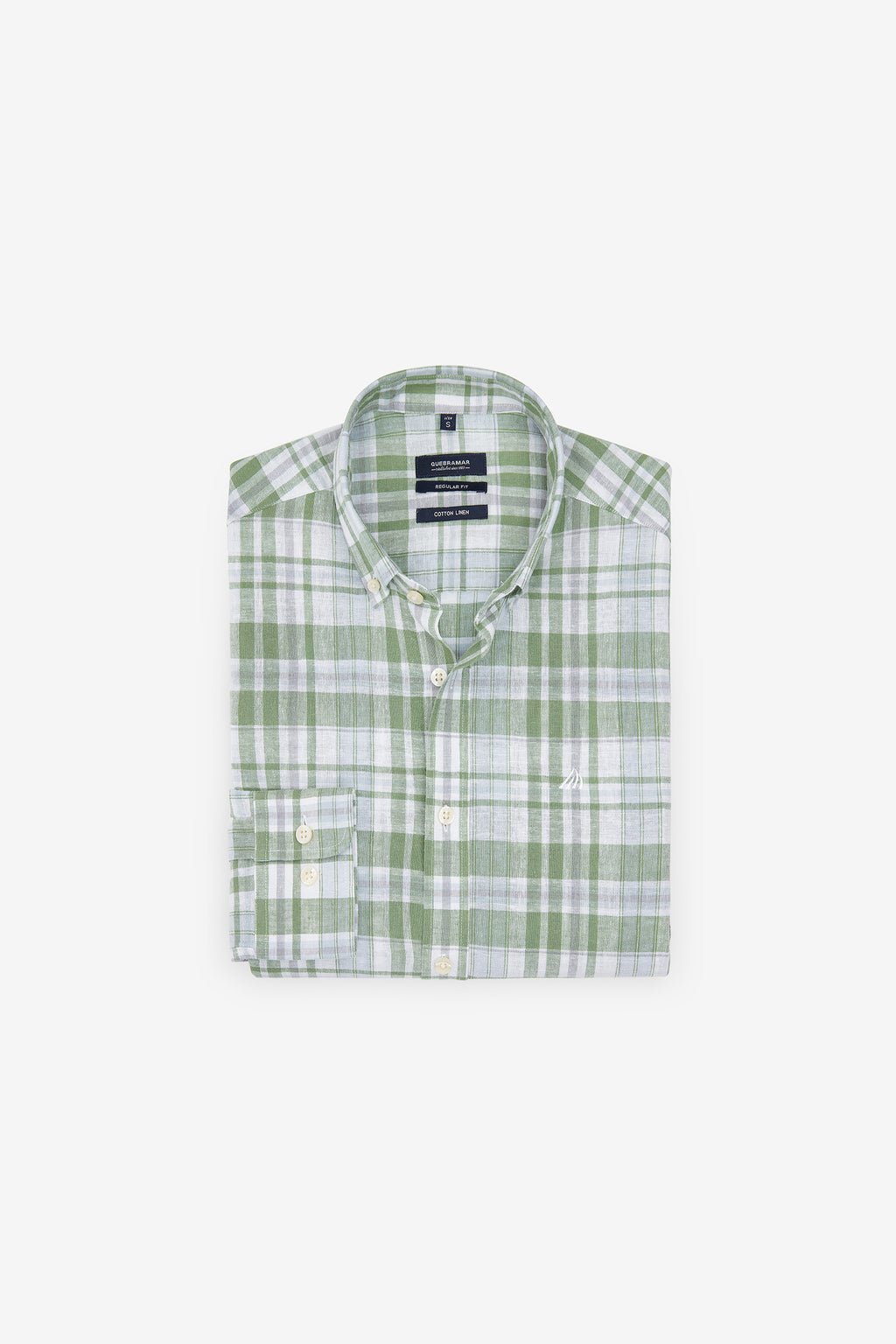 CAMISA DE ALGODÓN Y LINO A CUADROS
