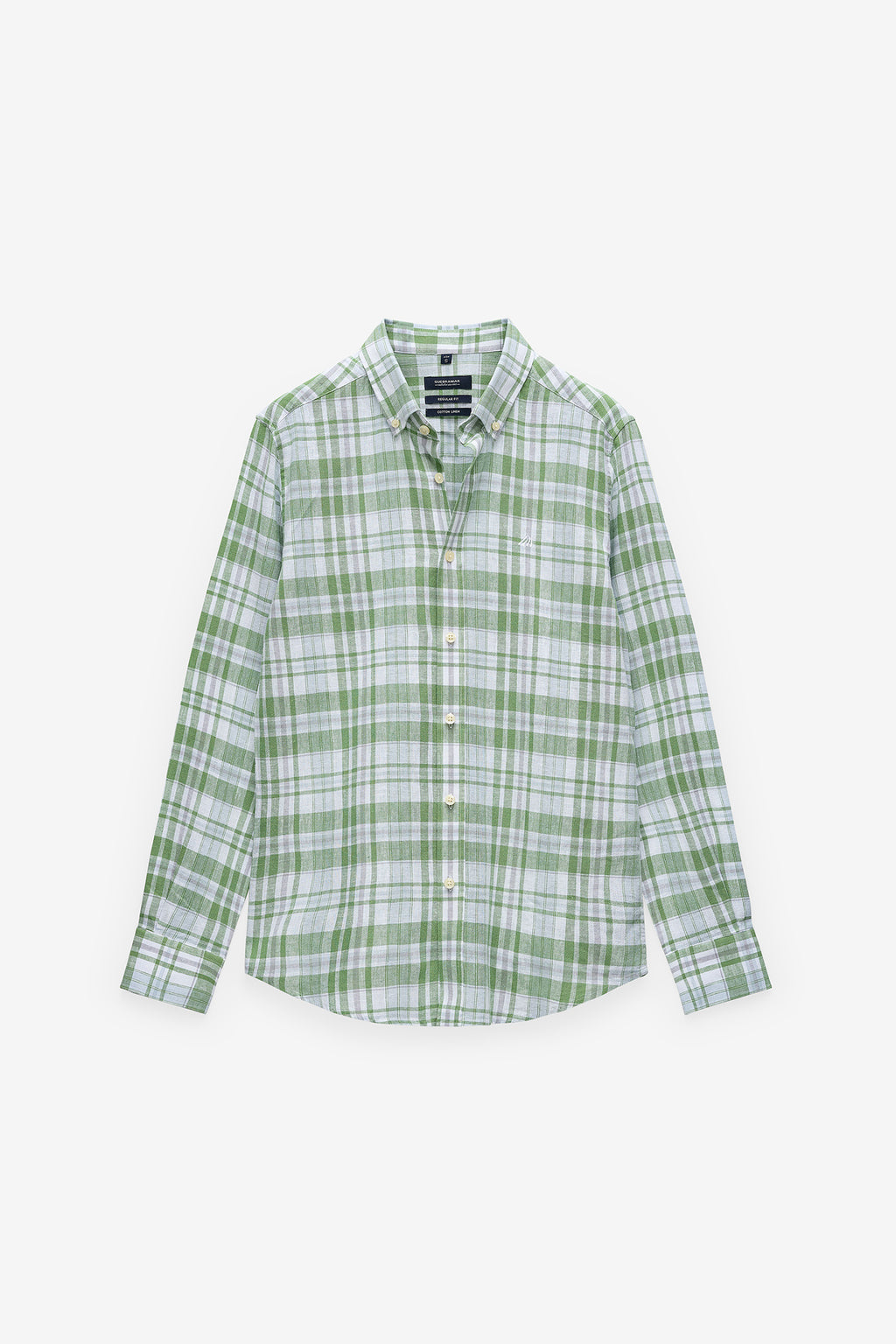 CAMISA DE ALGODÓN Y LINO A CUADROS