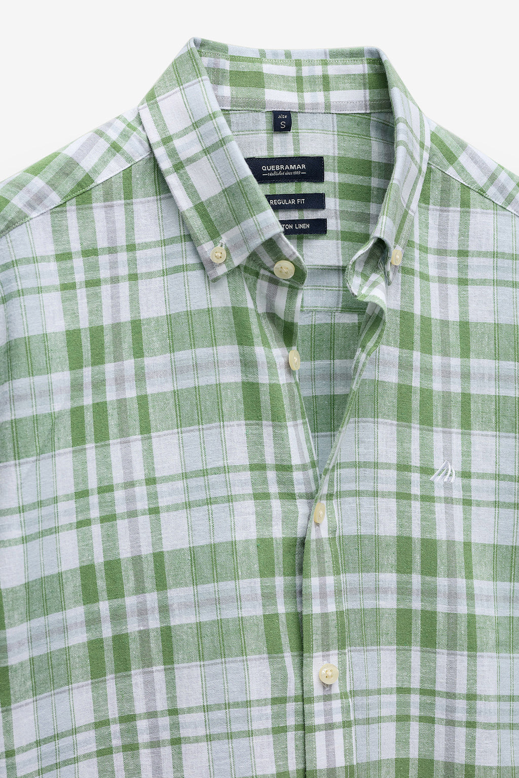 CAMISA DE ALGODÓN Y LINO A CUADROS