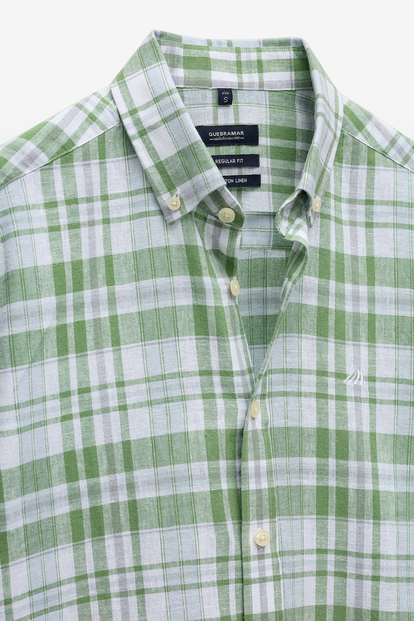 CAMISA DE ALGODÃO E LINHOS AOS QUADRADOS