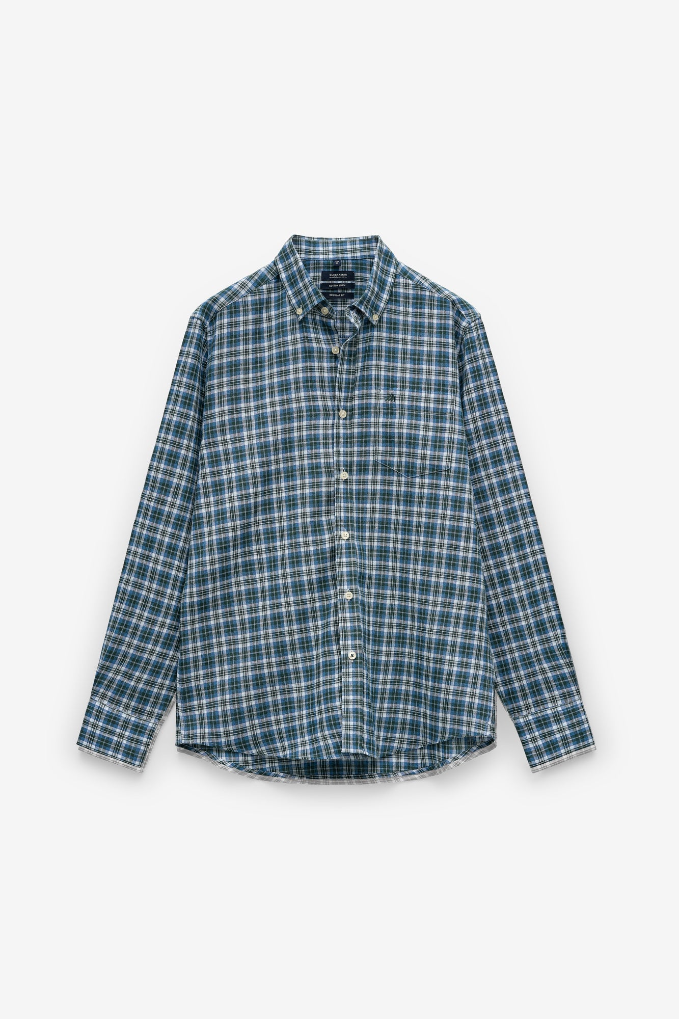 CAMISA EM ALGODÃO E LINHO AOS QUADRADOS