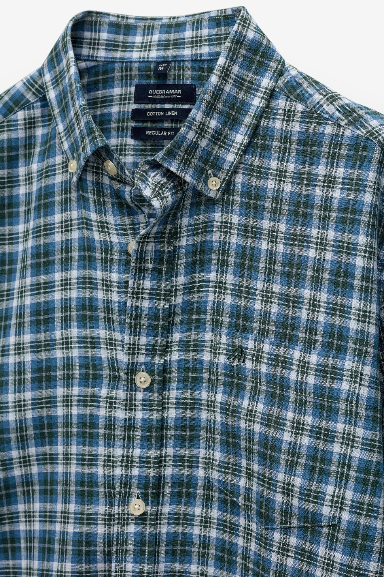 CAMISA EM ALGODÃO E LINHO AOS QUADRADOS