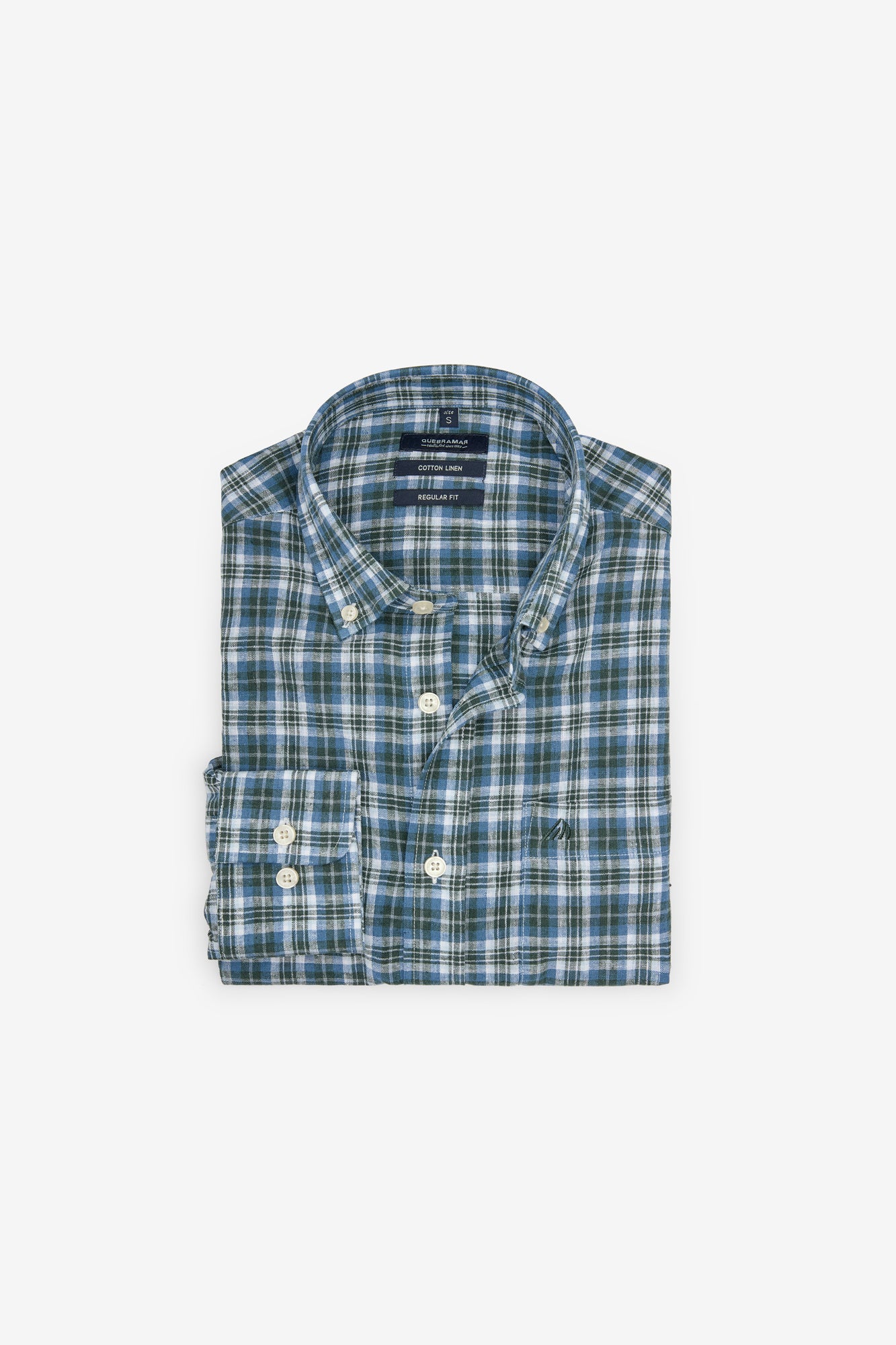 CAMISA EM ALGODÃO E LINHO AOS QUADRADOS