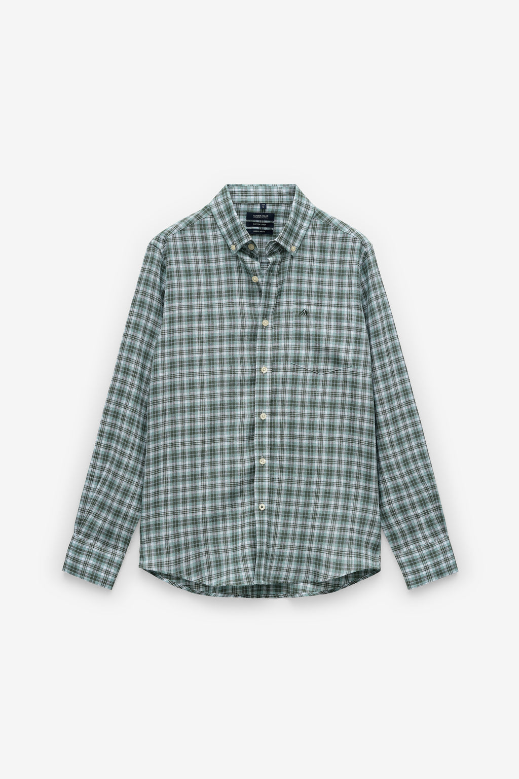 CAMISA EN ALGODÓN Y LINO A CUADROS