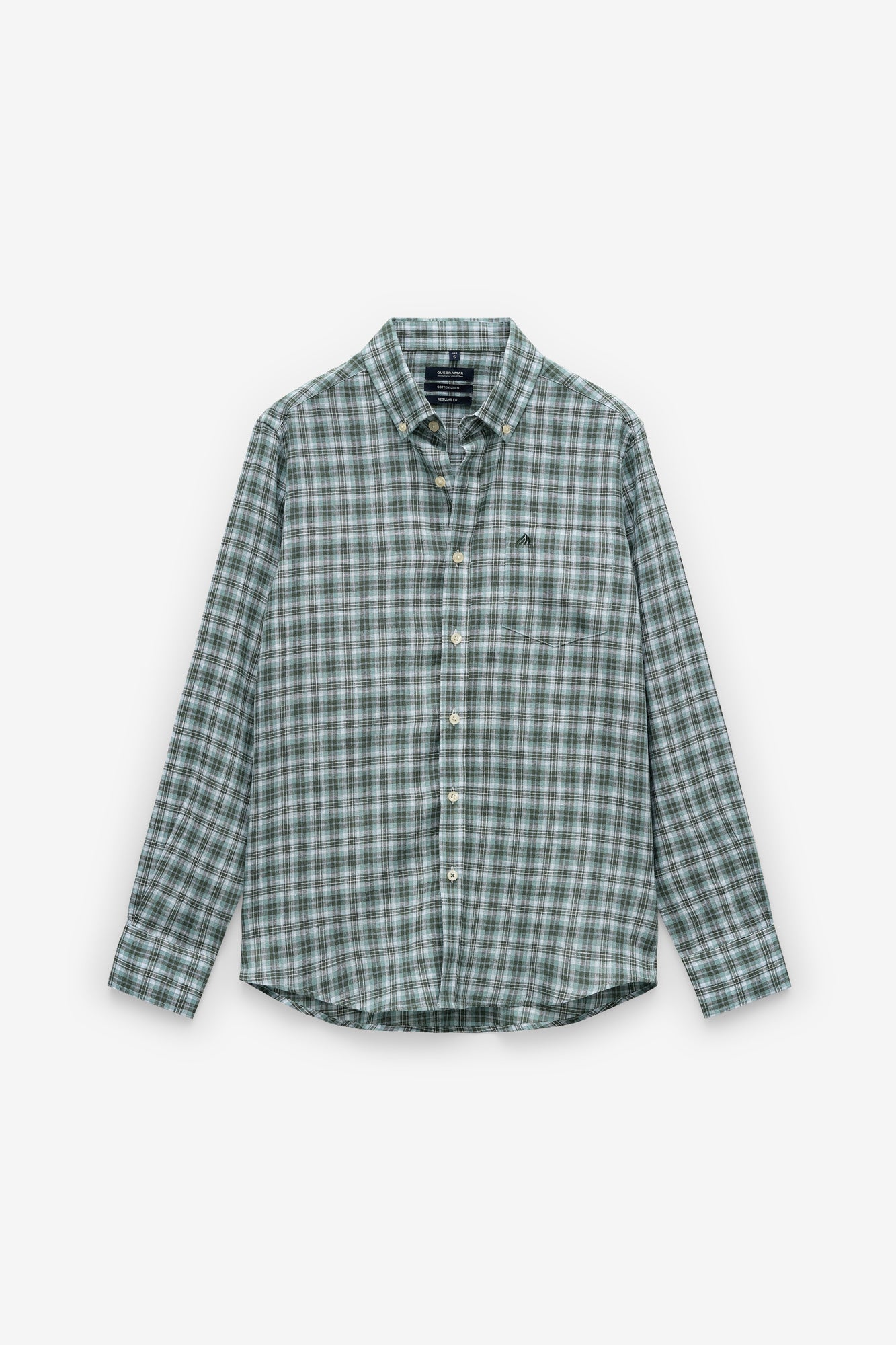 CAMISA EM ALGODÃO E LINHO AOS QUADRADOS