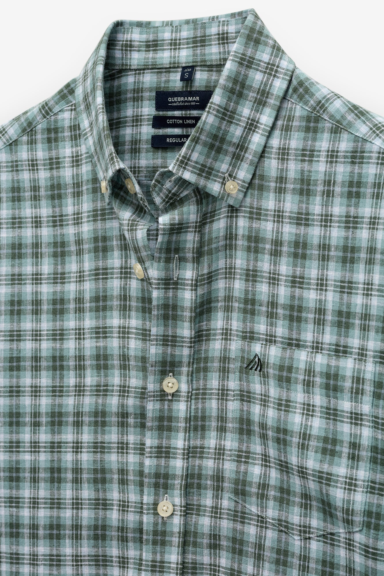 CAMISA EM ALGODÃO E LINHO AOS QUADRADOS