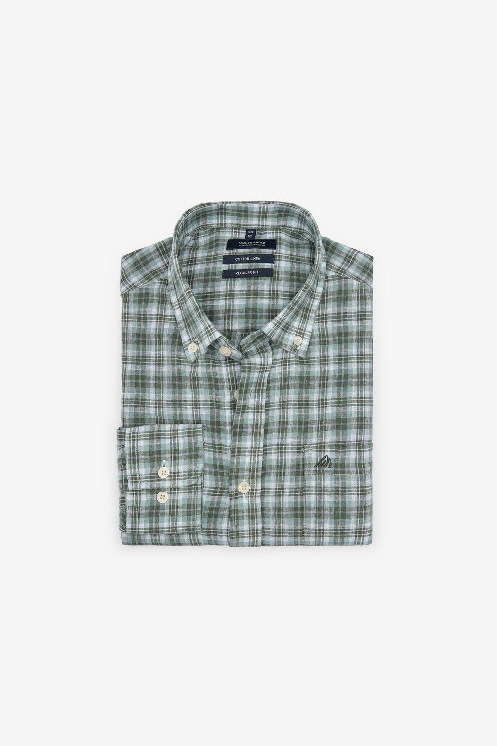 CAMISA EN ALGODÓN Y LINO A CUADROS