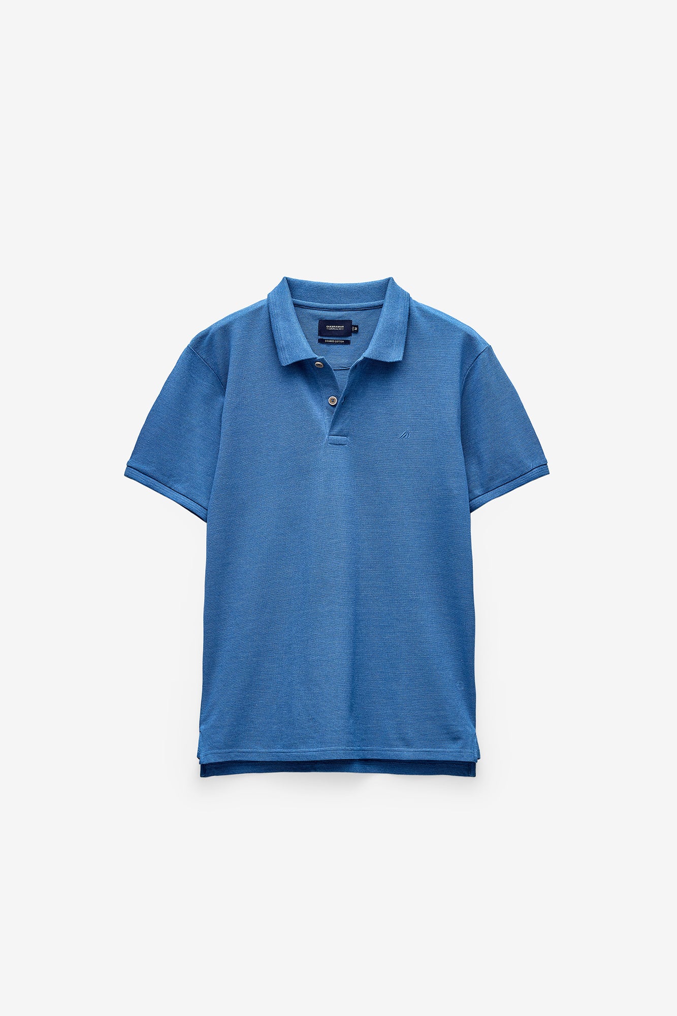 POLO HOMBRE M/C CUELLO BÁSICO MELANGE - AZUL MEDIO
