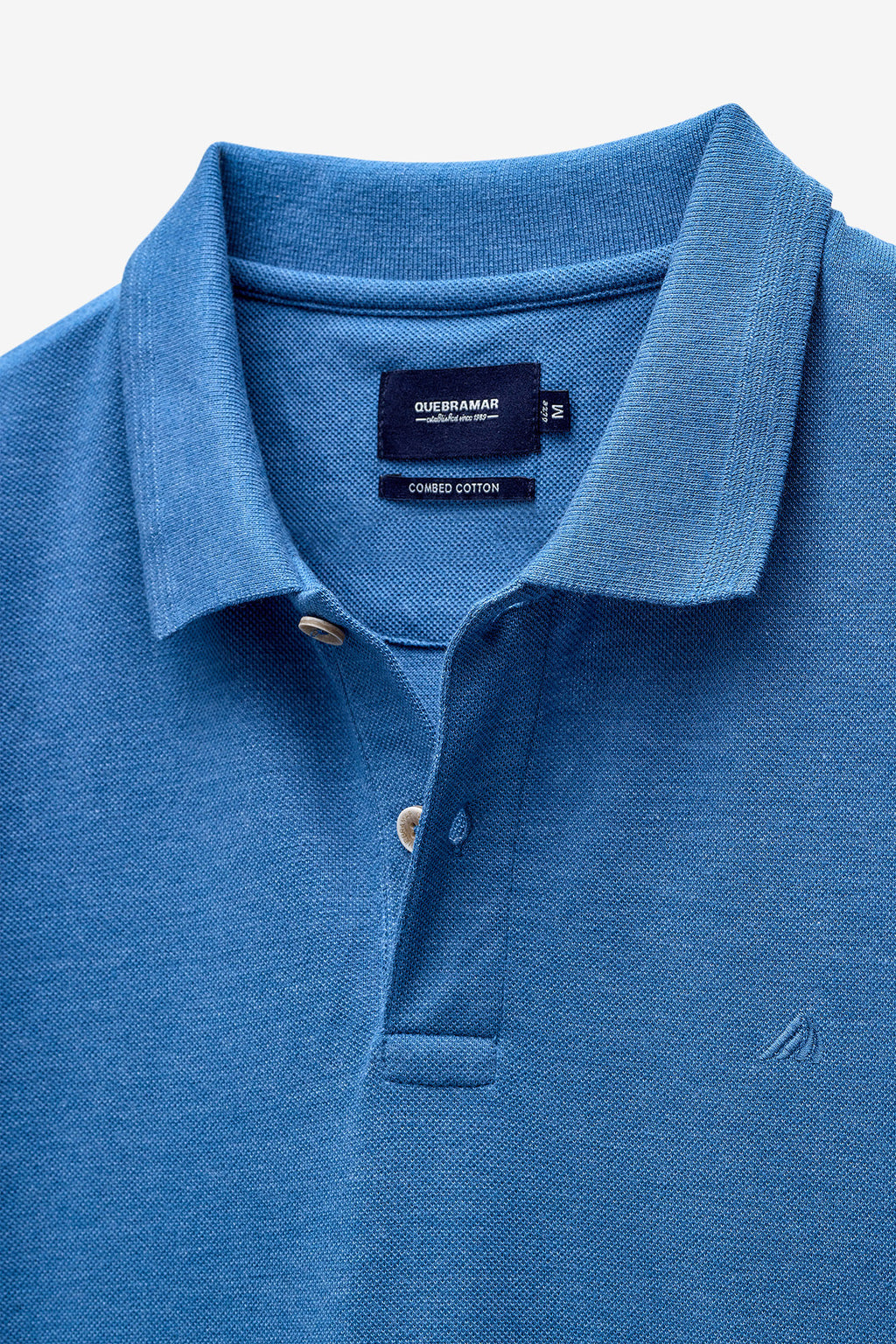 POLO HOMBRE M/C CUELLO BÁSICO MELANGE - AZUL MEDIO