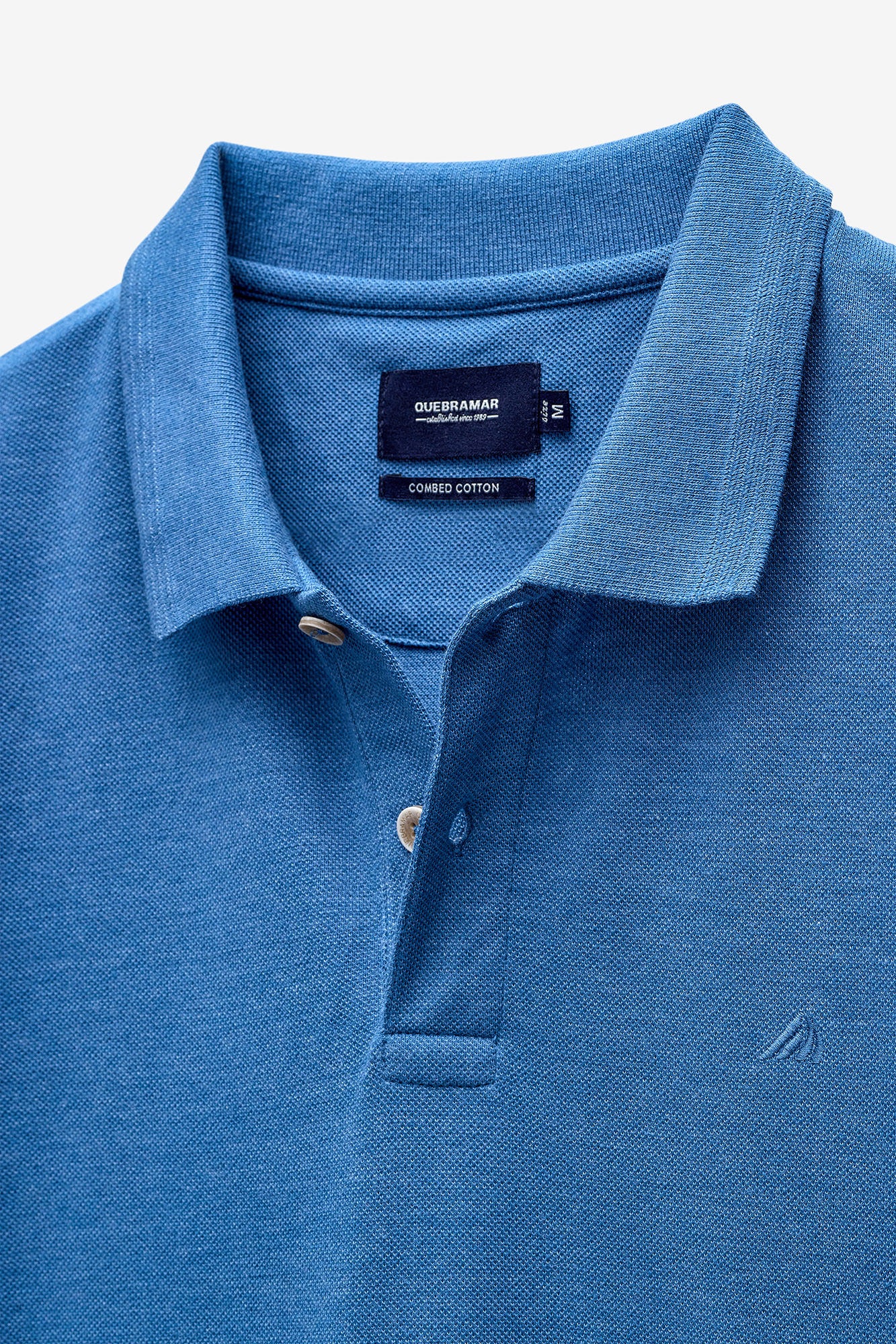 POLO HOMBRE M/C CUELLO BÁSICO MELANGE - AZUL MEDIO