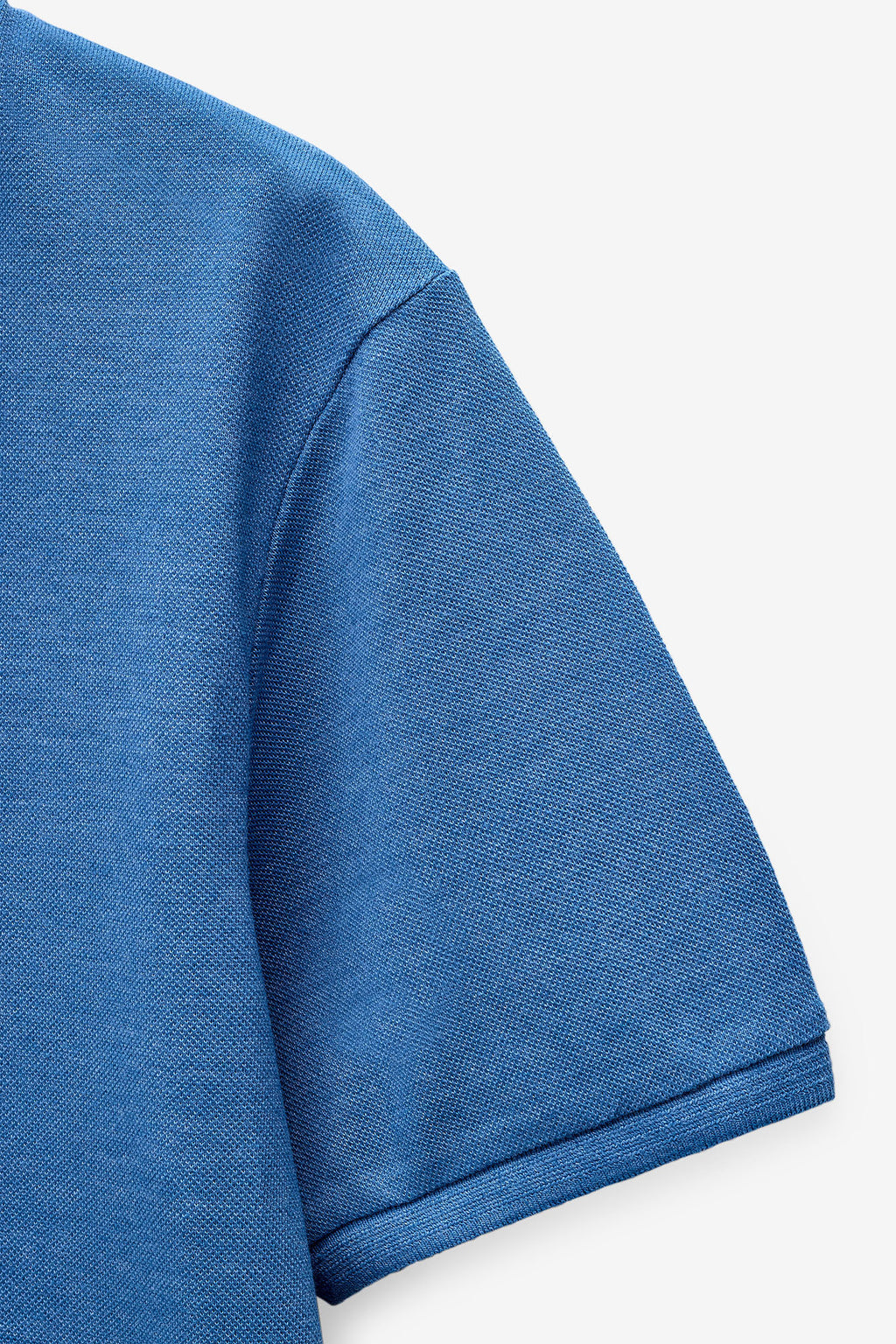 POLO HOMBRE M/C CUELLO BÁSICO MELANGE - AZUL MEDIO