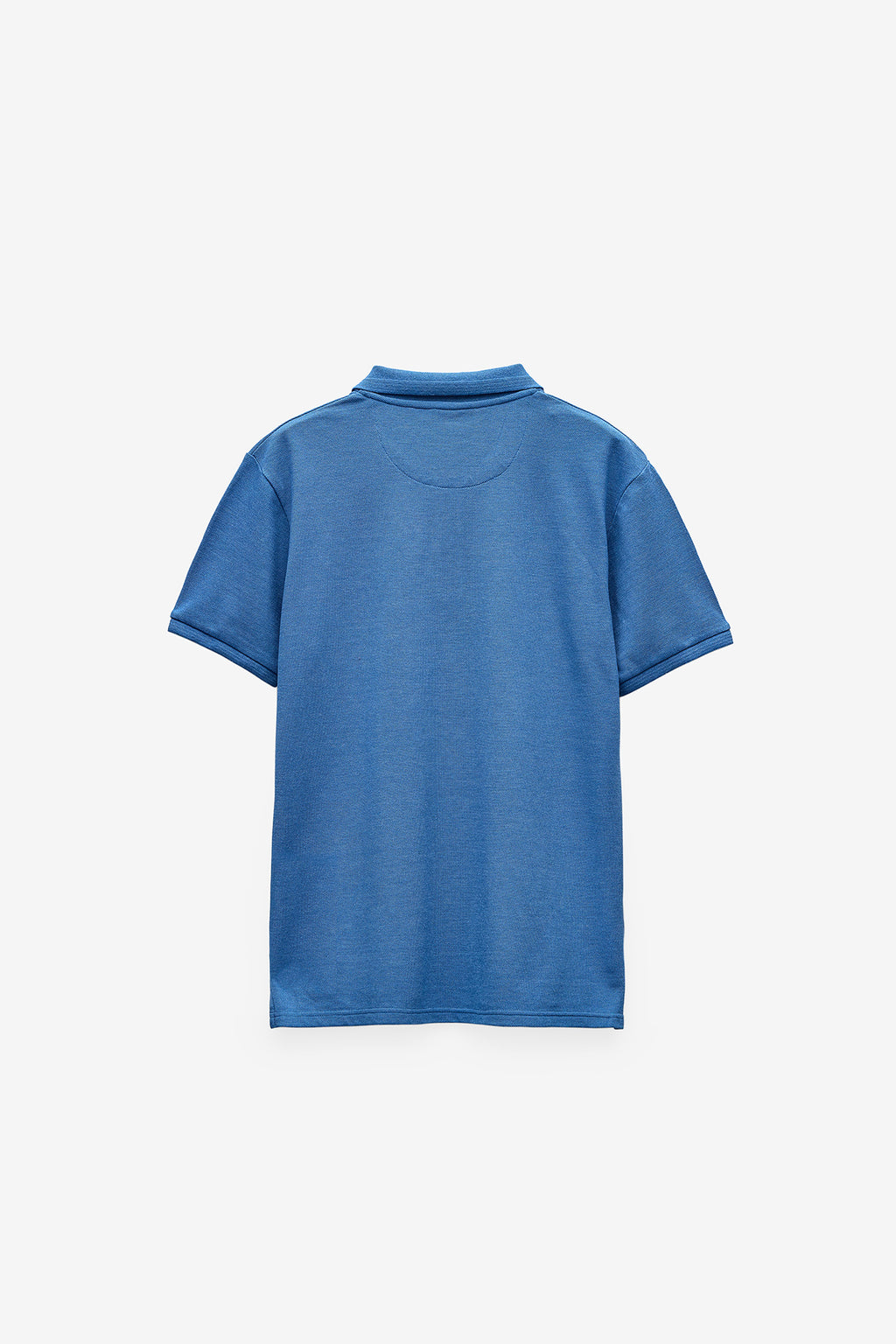POLO HOMBRE M/C CUELLO BÁSICO MELANGE - AZUL MEDIO