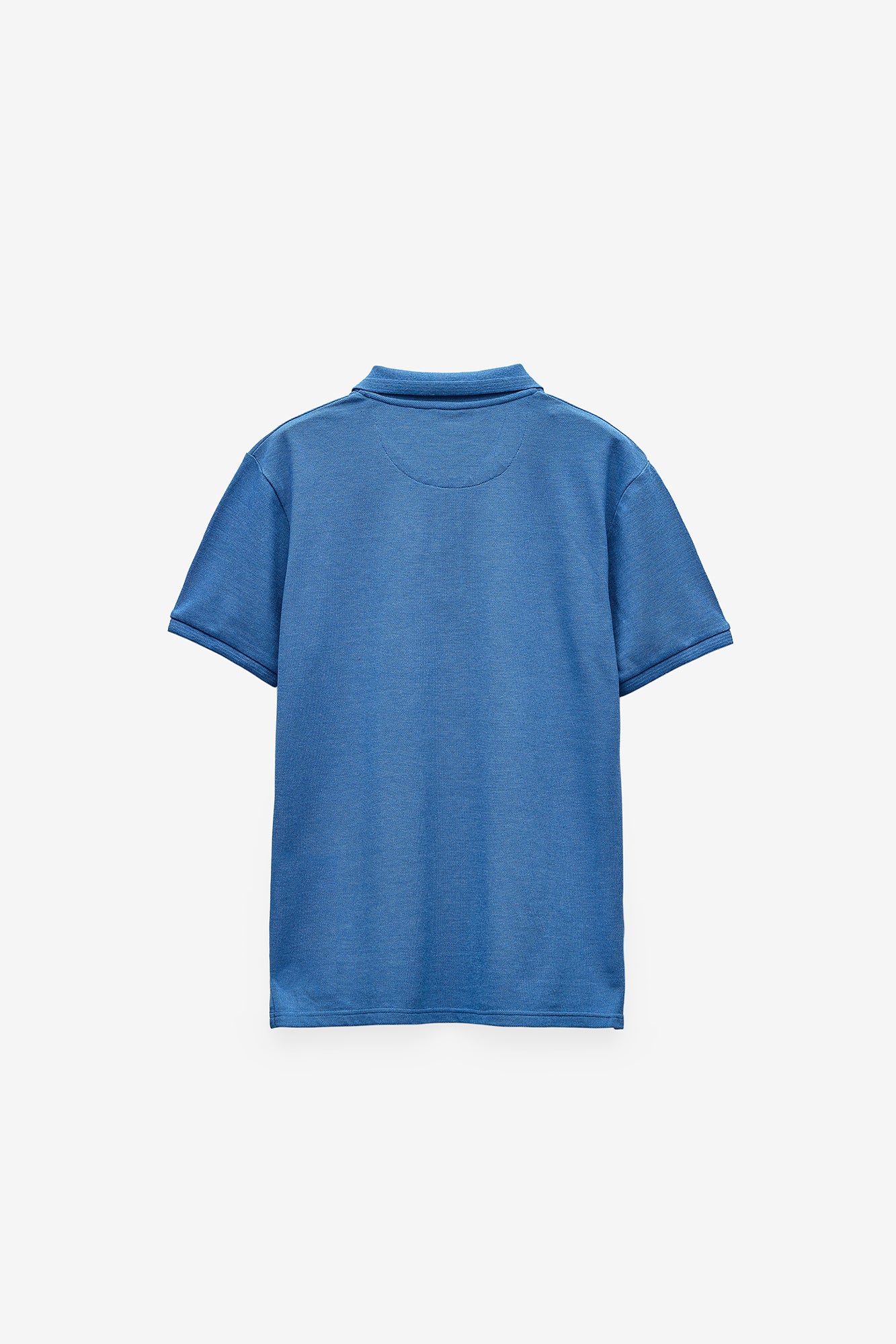 POLO HOMBRE M/C CUELLO BÁSICO MELANGE - AZUL MEDIO