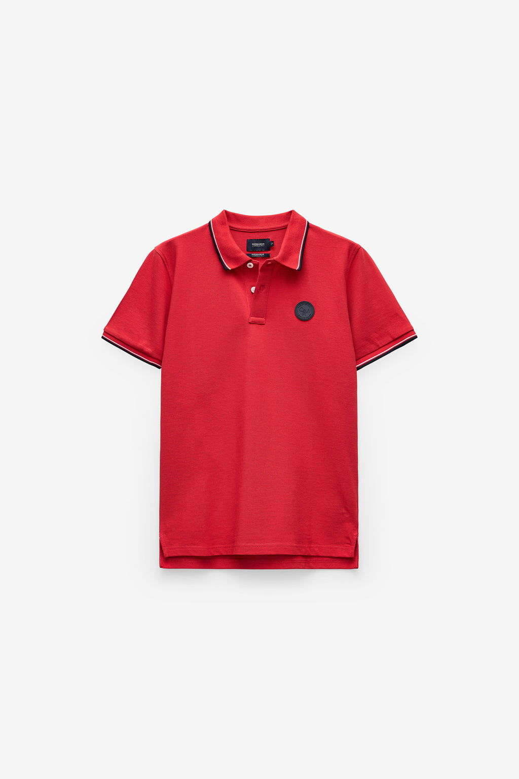 POLO COM BADGE E RISCAS NO RIB