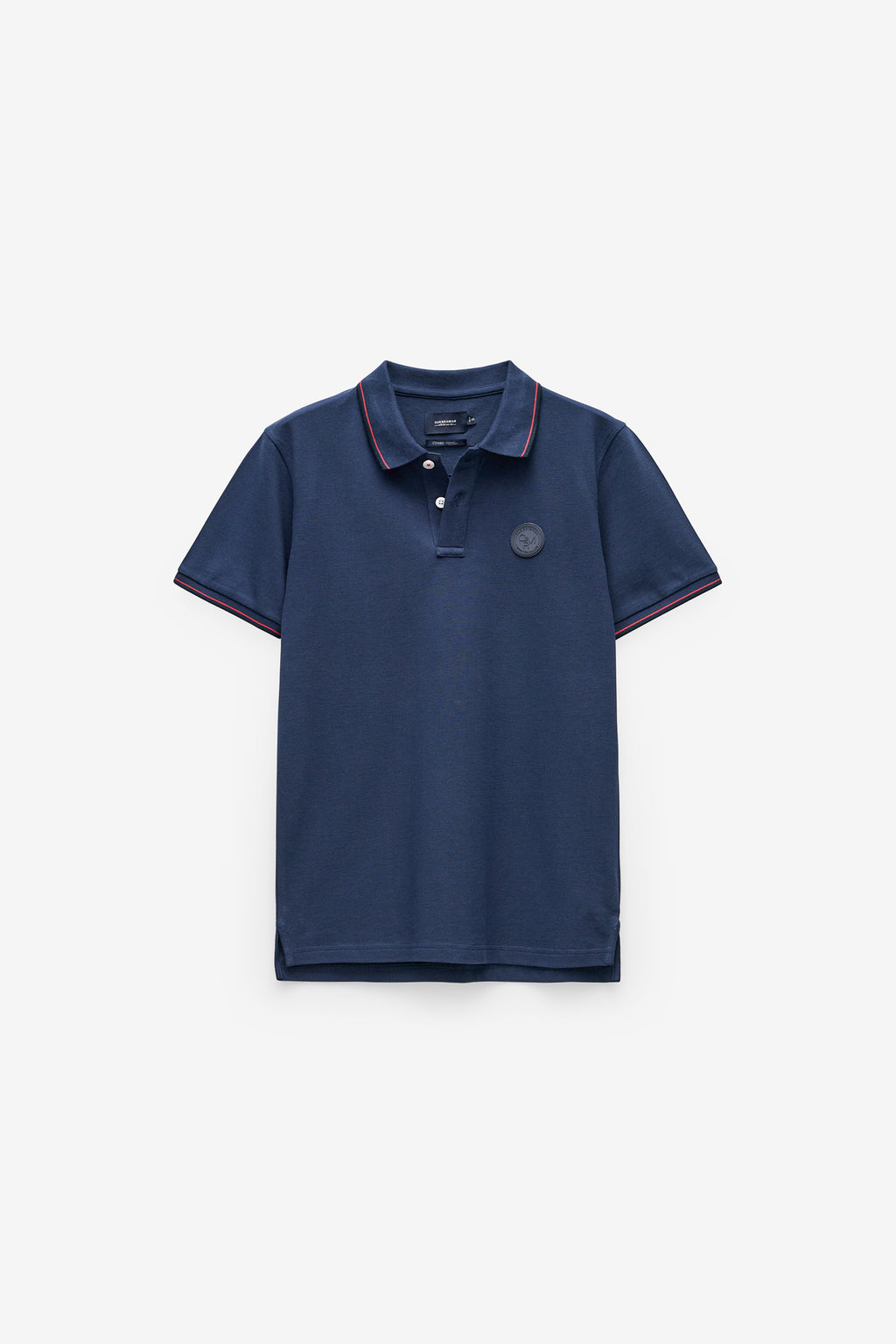 POLO COM BADGE E RISCAS NO RIB