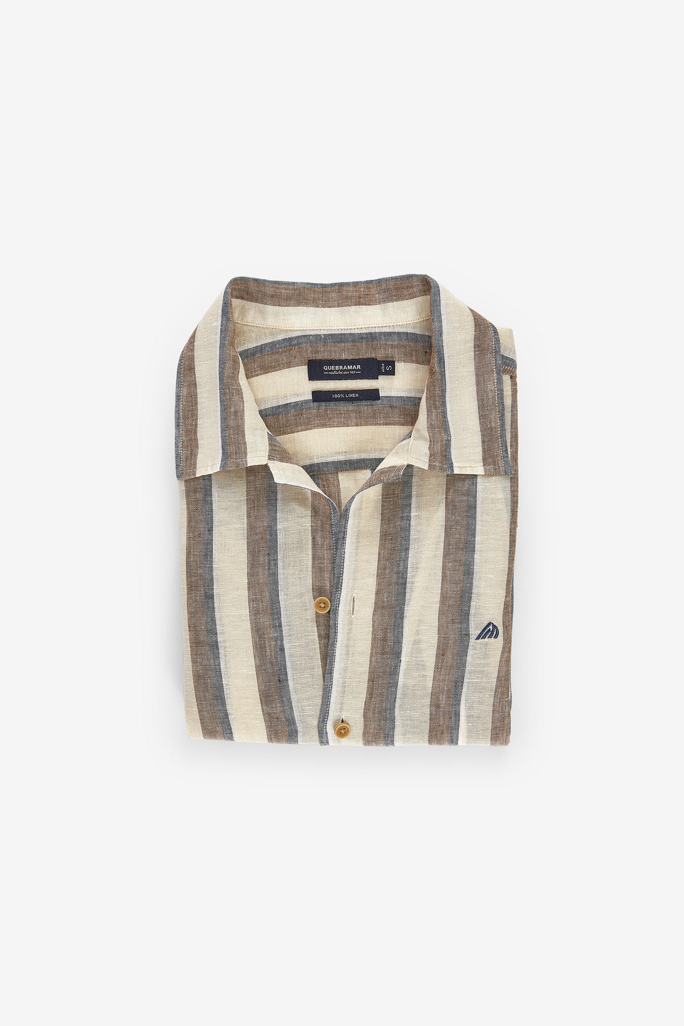 CAMISA MANGA CURTA ÀS RISCAS 100% LINHO